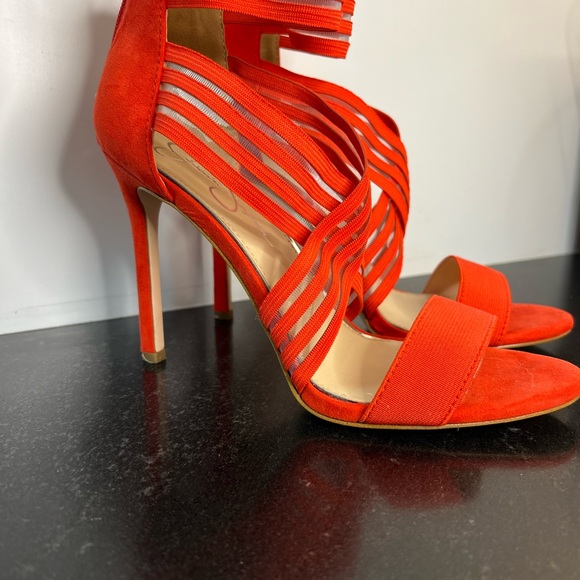 Red Hot Jessica Simpson Heels Women’s Size 8.5 - Picture 1 of 8